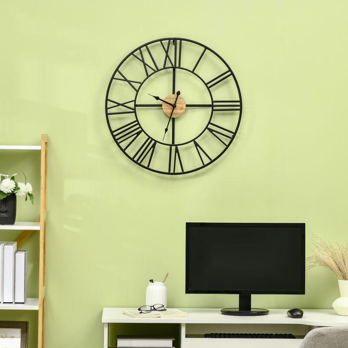 Produktbild Swisshandel24 Wanduhr modern 60cm mit Römischen Ziffern, Runde Uhrwerk, Geräuschlose Dekoration im Vintage-Design (60 cm)
