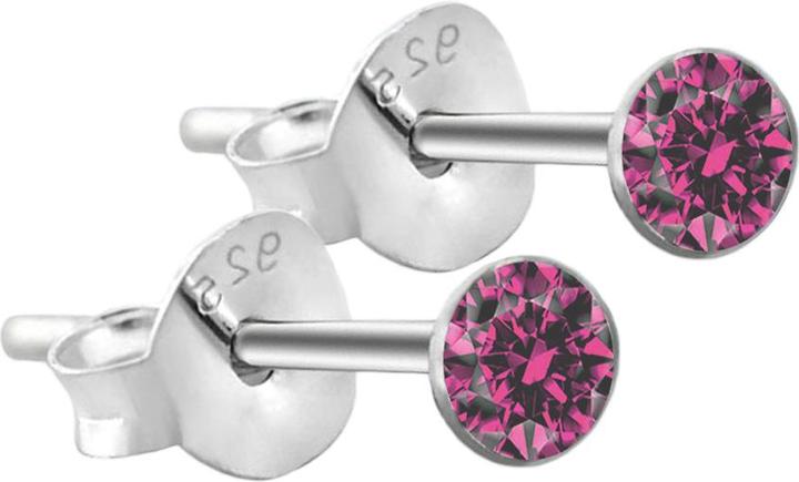 Produktbild Star Piercing Ohrstecker rund aus 925 Sterlingsilber mit Kristall pink (925 Sterlingsilber, ohne Messing)