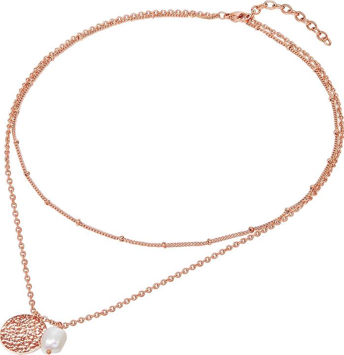 Immagine prodotto Valero Pearls Catena da donna in acciaio inossidabile con perle d'acqua dolce coltivate in oro rosa 38,0/40,0 cm (Acciaio inossidabile, 40 - 45 cm)