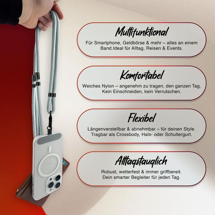 Actual product image Nalia HoldMe Lanyard Handykette - Universal Trageband für Smartphones - Verstellbar, Soft & Elastisch