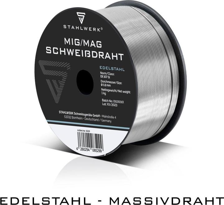Actual product image Stahlwerk Welding wire MIG MAG stainless steel ER 307 Si 0.8 mm 1 kg wire reel
