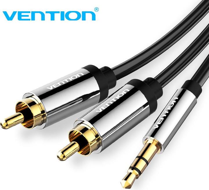 Image du produit Vention 2xRCA cable (Cinch) jack to 3.5mm BCFBJ 5m (black) (5 m, RCA)