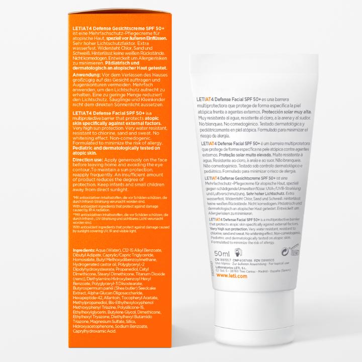 Actual product image Leti LETIAT4 Defense Face Cream SPF 50+, 50 ml Cream, 50 ml Cream (Sun cream face, SPF 50+, 50 ml)