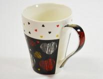 Actual product image Kögler New Bone China Mugs with heart motif, black, 9.5 (36 x)