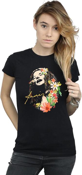 Actual product image Janis Joplin Womens/Ladies Floral Pattern Cotton T-Shirt (XXL)