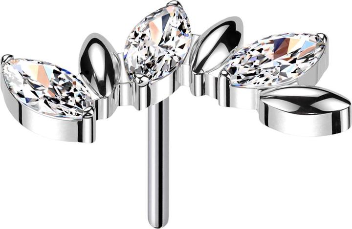 Immagine prodotto Star Piercing Threadless tre ovali argento tre ovali cristalli argento (senza ottone, Titanio G23)
