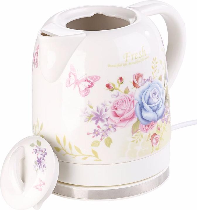 Produktbild Rosenstein & Söhne Keramik-Wasserkocher mit Blumenmuster (1.70 l)