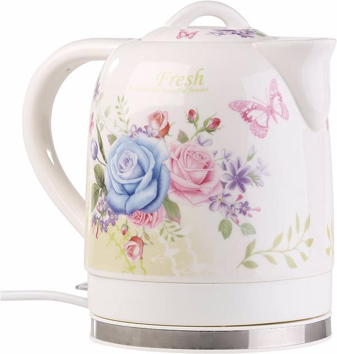 Produktbild Rosenstein & Söhne Keramik-Wasserkocher mit Blumenmuster (1.70 l)