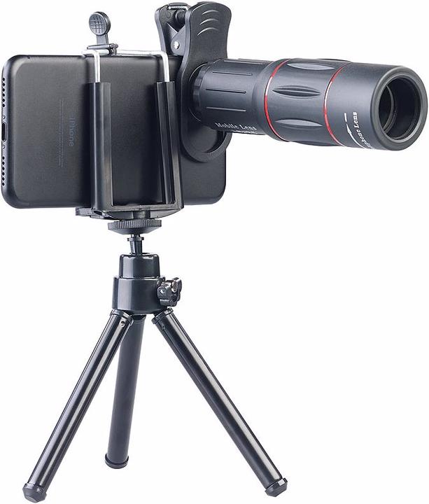 Produktbild Somikon Vorsatz-Tele-Objektiv mit Smartphone-Stativ