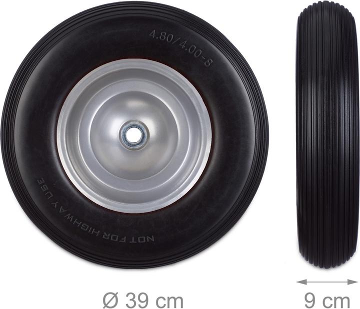 Actual product image Relaxdays Solid Rubber Wheelbarrow Wheel 4.80