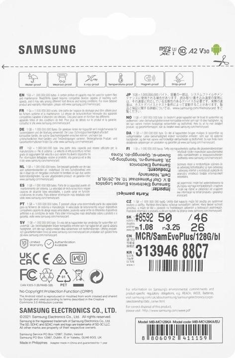 Immagine prodotto Samsung EVO Plus (128 GB, microSDXC, U3, UHS-I)