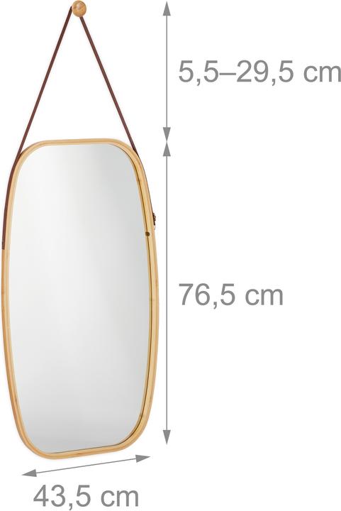 Actual product image Relaxdays Oval Hanging Mirror with Strap (43.5 x 1.5 x 76.5 cm)