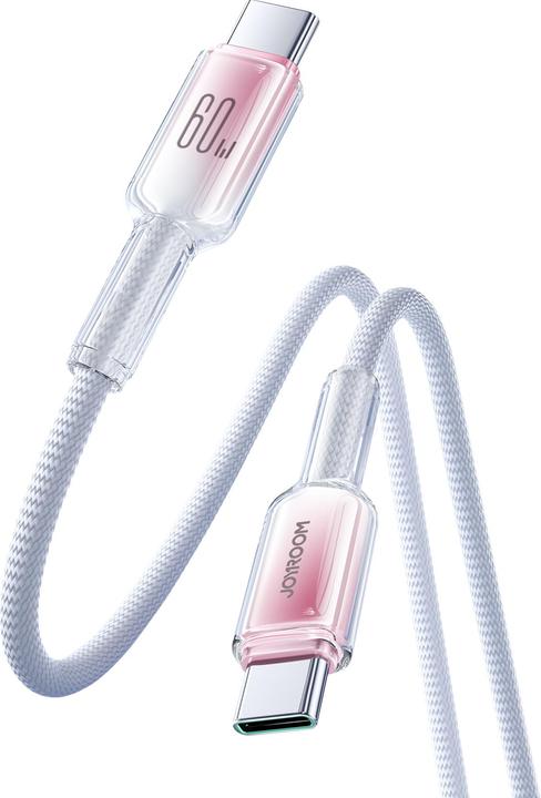 Immagine prodotto Joyroom S-A42 Serie Crystal Clear Cavo dati a ricarica rapida da Tipo-C a Tipo-C 60W 1,2 m Bianco (1.20 m)