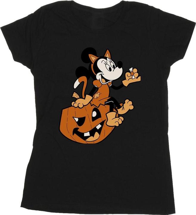 Actual product image Mickey Mouse Womens/Ladies Minnie Mouse Cat Cotton Halloween T-Shirt (S)