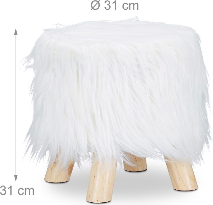 Image du produit Relaxdays Tabouret fausse fourrure poils