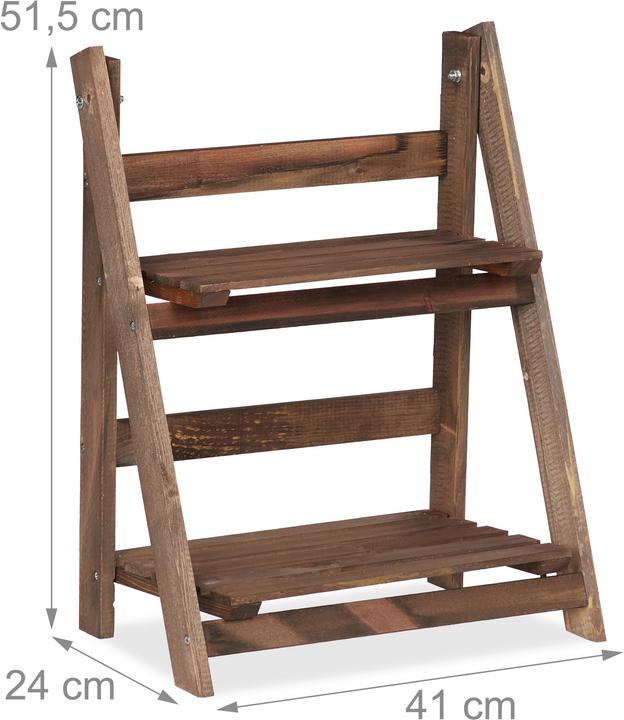 Actual product image Relaxdays Dark Brown Wooden Plant Rack