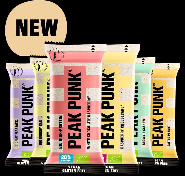 Peak Punk Forfait Bar Mix (Raspberry, Cheesecake, Brownie, Noix de cajou, Cacahuètes salées, White Chocolate Raspberry, Blueberry Muffin, Almond, Citron, 20 pcs, 1072 g)