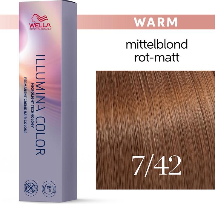 Produktbild Wella Illumina Color 7/42 (7/42 mittelblond rot-gold, 7/42 Kupferblond Matt)