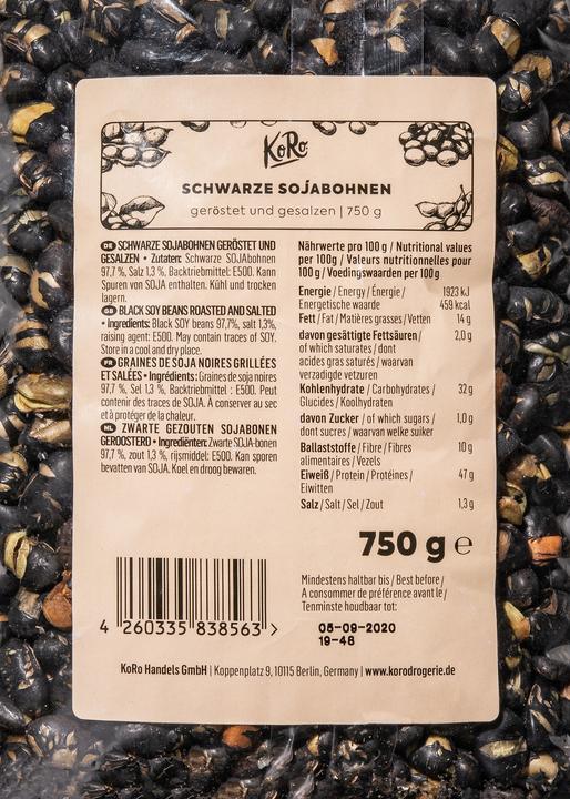 Actual product image KoRo Black soya beans, roasted and salted (750 g)