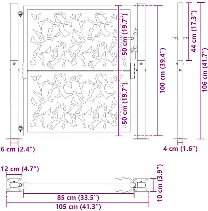 Productafbeelding VidaXL Tuinpoort zwart 105x105 cm stalen blad design hek buitenpoort