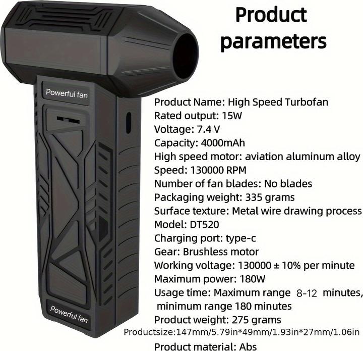 Actual product image PhoneLook Mini turbofan hand fan
