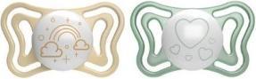 Actual product image Chicco Physiological soother PHYSIO FORMA LIGHT silicone GLOWING NEUTRAL 2-6m 2 pcs. (2 x, 2-6 J.)