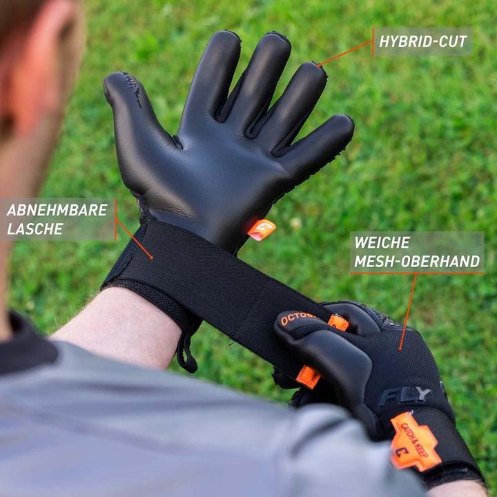 Produktbild Catch & Keep Fussballhandschuhe Fly Dark Soul Gr. 9 Schwarz Torwart Keeper Goalie Handschuhe (9)