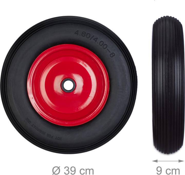 Actual product image Relaxdays Wheelbarrow Wheel 4.80 4., Solid Rubber