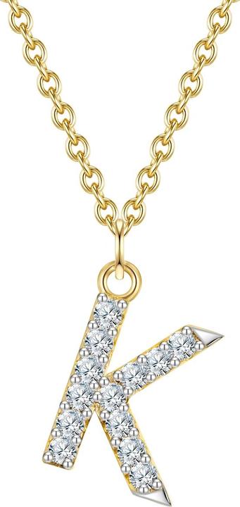 Glanzstücke München Damen Buchstabe K Sterling Silber Zirkonia Gelbgold 45,0 cm Basiskette + 5,0 cm Verlängerung - 32116 (Sterling Silber, 40 - 45 cm)