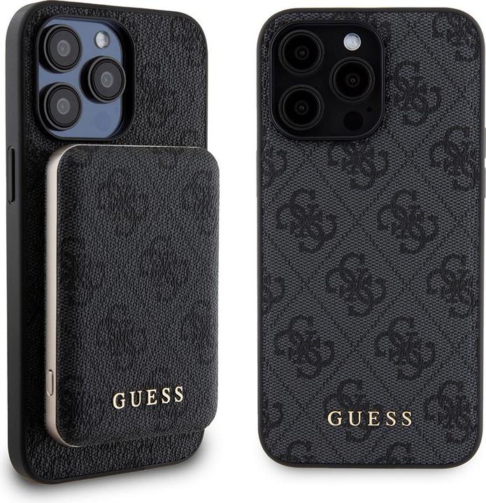 Actual product image Guess Zestaw GUBPM5P15X4GEMGK iPhone 15 Pro Max 6.7" hardcase + Powerbank 5000mAh MagSafe czarny/bla (Apple iPhone 15 Pro Max)