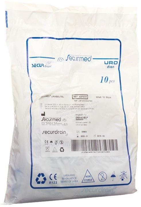 Immagine prodotto Qualimed Sacchetto per urine 2l 90cm con cerniera, 10 pezzi