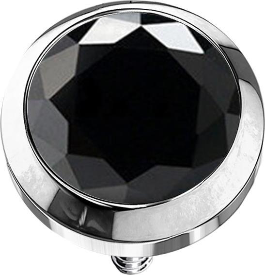 Produktbild Star Piercing Dermal Anchor silber mit Kristall schwarz (ohne Messing, Chirurgenstahl 316L)
