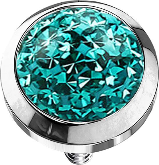 Actual product image Star Piercing Dermal Anchor crystal dome turquoise epoxy protective coating (without brass, Surgical steel 316L)