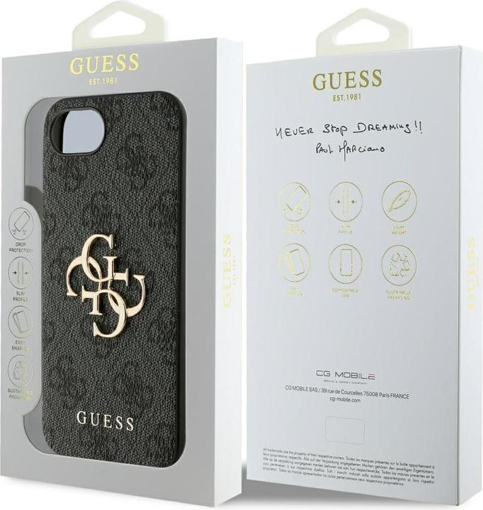 Actual product image Guess PU 4G Metal Logo Case für Apple iPhone SE (2024) - grey (Apple iPhone 16e)