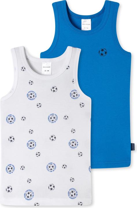 Schiesser Unterhemd Jungen 2er-Pack, Blau/Weiss, 140, Material (140)