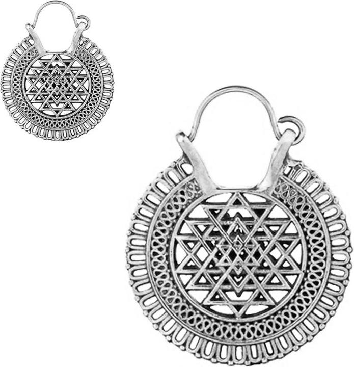 Produktbild Star Piercing Ohrring silber Ethno Muster (Messing)