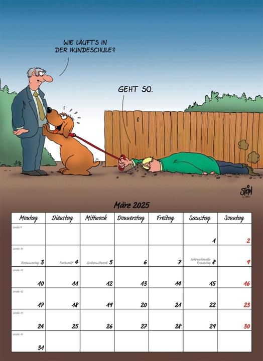 Produktbild Uli Stein Tierische Zeiten 2025: Monatskalender für die Wand (24 x 33 cm, Deutsch)