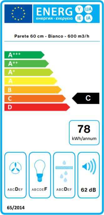 Energie-Label Falmec Dunstabzugshaube GHOST 60 W (Wandhaube)
