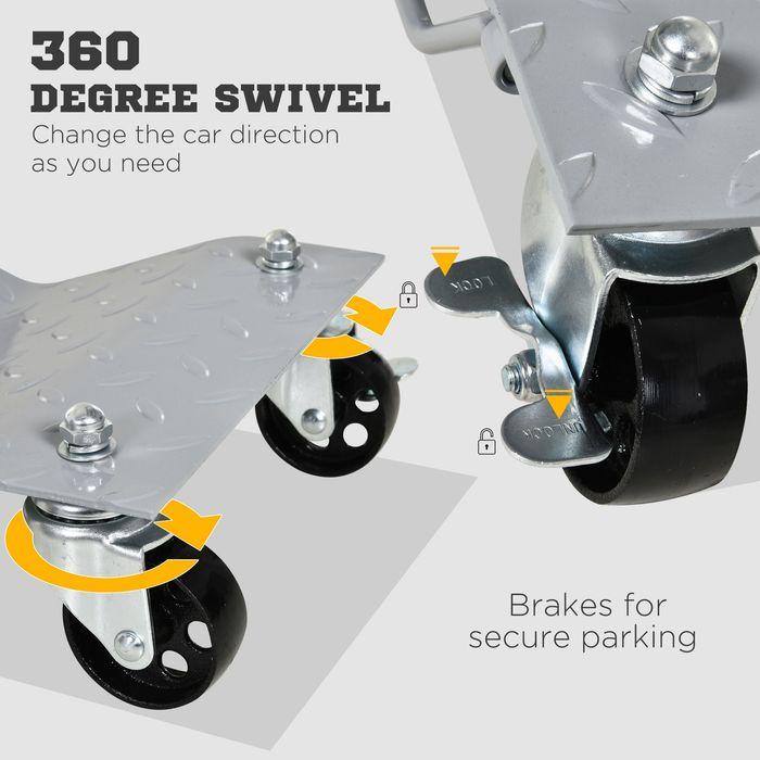 Image du produit Swisshandel24 Cric de manoeuvre 2 pièces Aide à la manoeuvre Changement de pneus Cric de voiture avec 4 roues pour