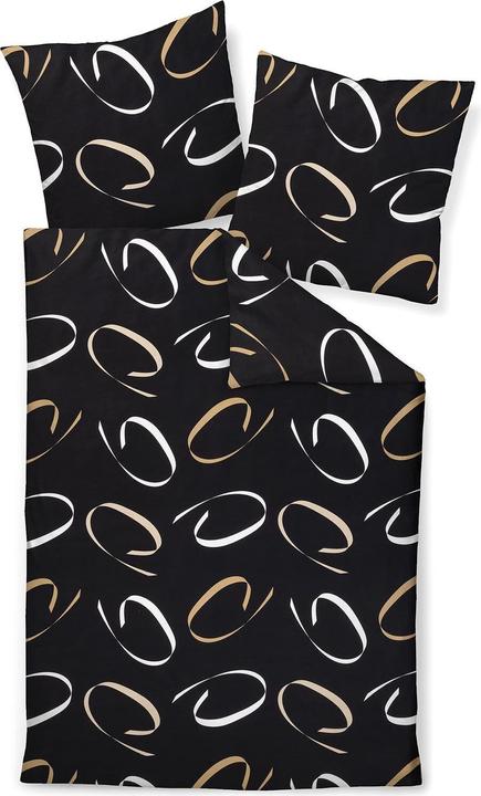 Produktbild Janine Mako-Satin Bettwäsche J.D. 87102 schwarz beige (Duvetbezug, 80x80 cm, 135x200 cm)