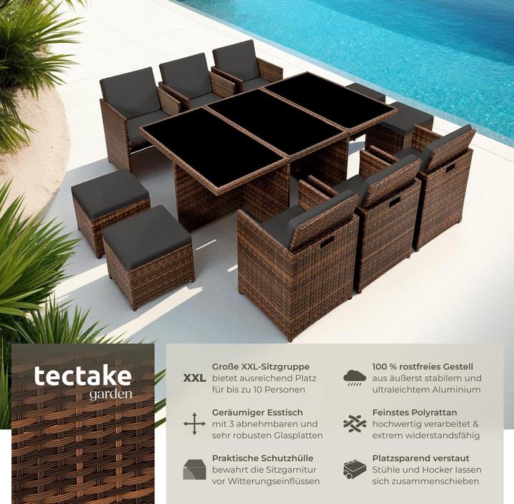 Actual product image tectake Rattan garden furniture set New York with protective cover, variant 2 (178 cm)