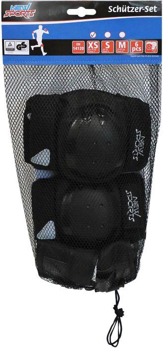 Actual product image New Sports Protector set black, size XS up to 25 kg (XS, Wrist protectors, Elbow protectors, Knee pad, 6 pieces)