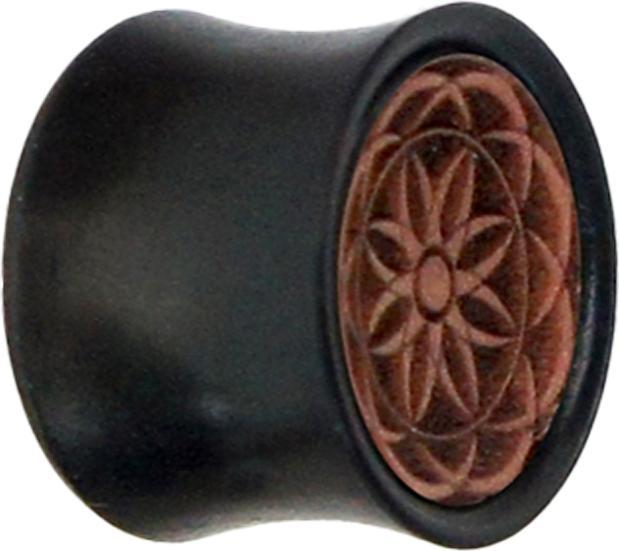 Produktbild Star Piercing Flared Plug Rosenholz Blume des Lebens aus Eisenholz (ohne Messing, Organisch)