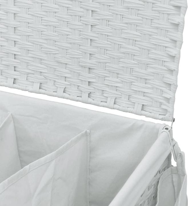 Produktbild VidaXL Wäschekorb mit Rollen Weiss 60x35x60,5 cm Rattan,Farbe