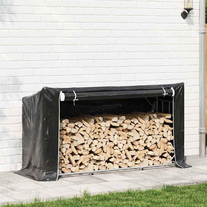 Actual product image VidaXL Firewood rack with rain protection 100x40x200 cm Galvanised steel (100 x 40 x 200 cm)