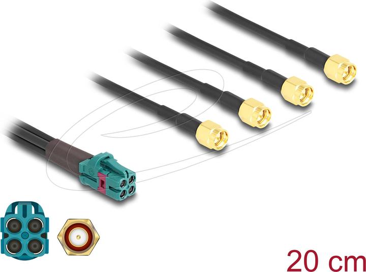 Produktbild Delock Kabel Mini FAKRA Z Buchse quad zu 4 x SMA Stecker B-Typ (Antennenkabel)