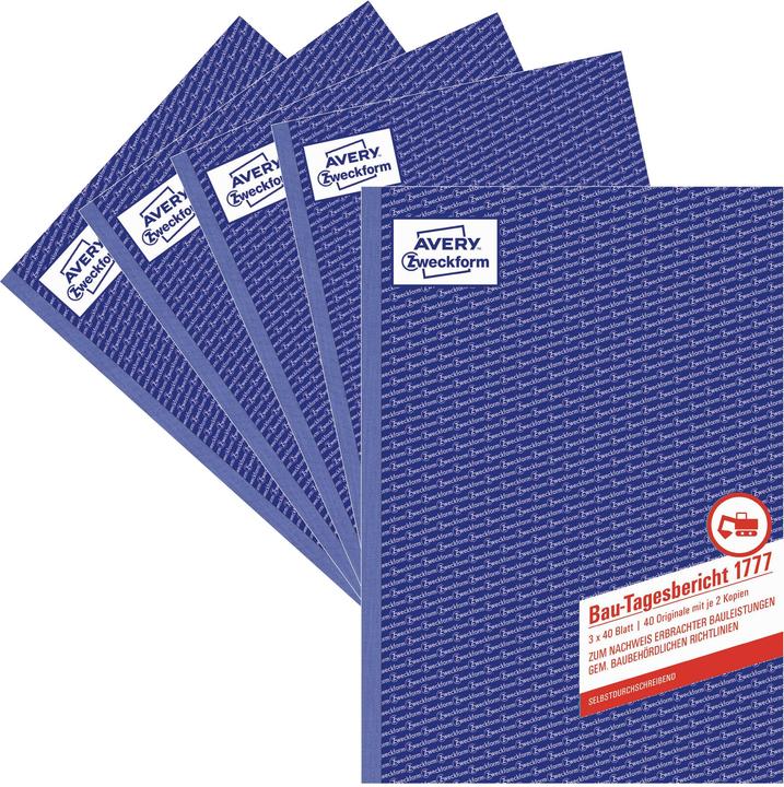 Actual product image Avery Purpose Form Daily Construction Report Form 1777-5 DIN A4 Number of sheets: 40 (40 x)