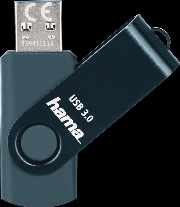 Immagine prodotto Hama Chiave USB Rotate, USB 3.0, 64GB, 70MB/s, Blu petrolio, Confezione sottile (64 GB, USB-A, USB 3.0)