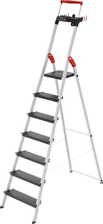 Actual product image Hailo L100 TopLine, aluminium safety stepladder, 7 steps (Stile, 17 cm)