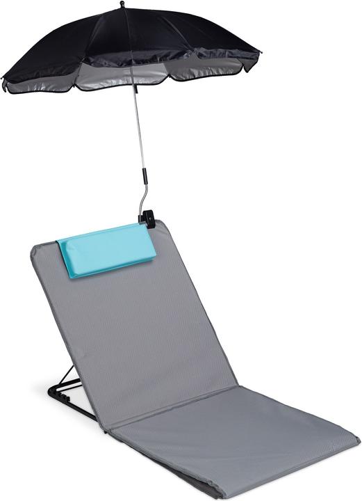 Immagine prodotto Relaxdays Tappetino da spiaggia con ombrello (170 cm)